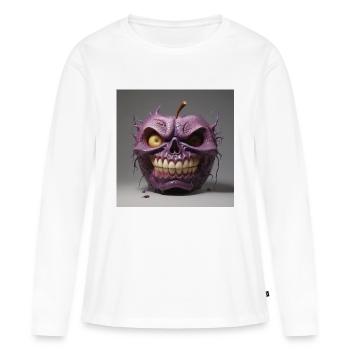Pomme Psycho - T-shirt manches longues Premium bio Femme - blanc - Devant - Julia (174cm)