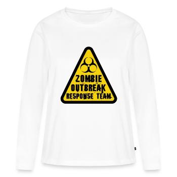 ÉQUIPE D’INTERVENTION EN CAS D’ÉPIDÉMIE DE ZOMBIES - T-shirt manches longues Premium bio Femme - blanc - Devant - Julia (174cm)