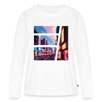 Asia City - T-shirt manches longues Premium bio Femme - blanc - Devant - Julia (174cm)