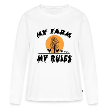 Ferme - T-shirt manches longues Premium bio Femme - blanc - Devant - Julia (174cm)