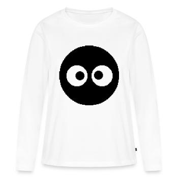 Trou Yeux Amusant Enfant Noir Blanc Rétro Pixel - T-shirt manches longues Premium bio Femme - blanc - Devant - Julia (174cm)