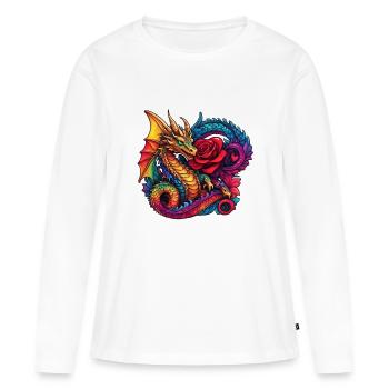 Dragon avec Ros - T-shirt manches longues Premium bio Femme - blanc - Devant - Julia (174cm)