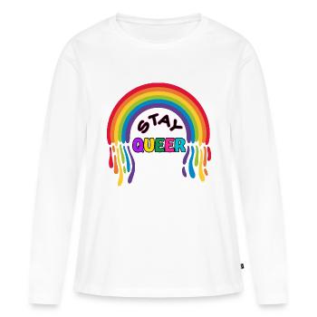 PRIDE Stay queer Rainbow - Frauen Premium Bio Langarmshirt - Weiß - Vorne - Julia (174cm)
