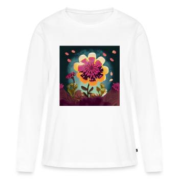 Colorful Freedom: Hippie Flower - Women's Premium Organic Long Sleeve Shirt - white - Front - Julia (174cm)