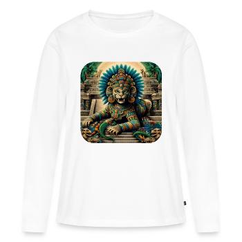 B’alam Jaguar Dieu K’inich Ajaw - T-shirt manches longues Premium bio Femme - blanc - Devant - Julia (174cm)