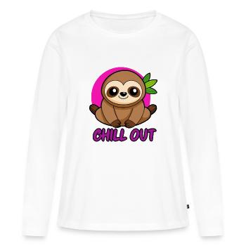 PARESSE. SE DÉTENDRE - T-shirt manches longues Premium bio Femme - blanc - Devant - Julia (174cm)