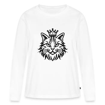 Chat moelleux avec couronne - T-shirt manches longues Premium bio Femme - blanc - Devant - Julia (174cm)