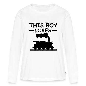 Chemin de fer - T-shirt manches longues Premium bio Femme - blanc - Devant - Julia (174cm)
