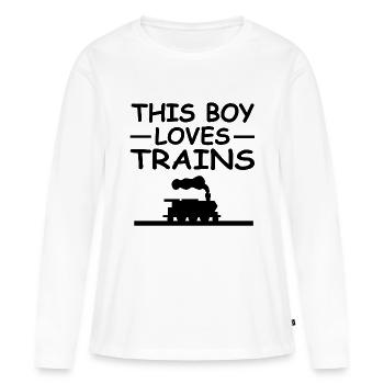 Chemin de fer - T-shirt manches longues Premium bio Femme - blanc - Devant - Julia (174cm)
