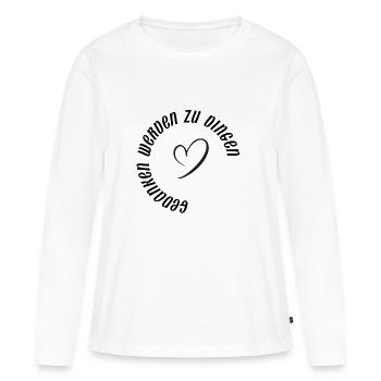 Gedanken werden zu Dingen - Frauen Premium Bio Langarmshirt - Weiß - Vorne - Julia (174cm)