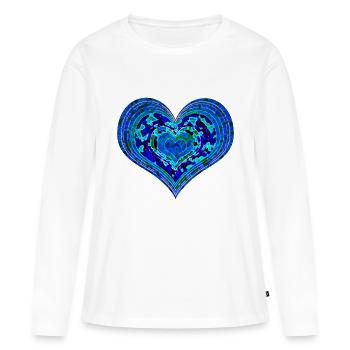 coeur psychédélique - T-shirt manches longues Premium bio Femme - blanc - Devant - Julia (174cm)