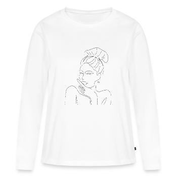 Diva - Frauen Premium Bio Langarmshirt - Weiß - Vorne - Julia (174cm)