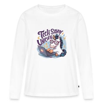 TECH SAVVY UNICORN - Women's Premium Organic Long Sleeve Shirt - white - Front - Julia (174cm)
