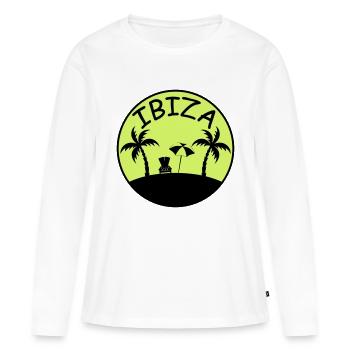 Palmiers de l’île Ibiza - T-shirt manches longues Premium bio Femme - blanc - Devant - Julia (174cm)