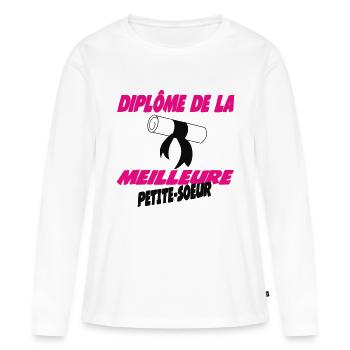 Diplom der besten KLEINEN SCHWESTER - Frauen Premium Bio Langarmshirt - Weiß - Vorne - Julia (174cm)