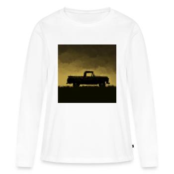 Pickup Truck Silhouette am Horizont - Frauen Premium Bio Langarmshirt - Weiß - Vorne - Julia (174cm)