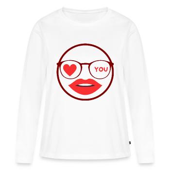 Femme amoureuse - T-shirt manches longues Premium bio Femme - blanc - Devant - Julia (174cm)