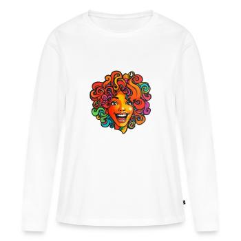 Crazy Girl Lachen - Frauen Premium Bio Langarmshirt - Weiß - Vorne - Julia (174cm)