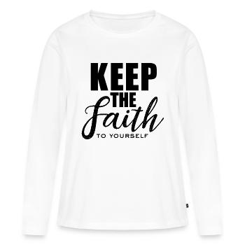 Gardez votre foi - Gardez la foi pour vous-même - T-shirt manches longues Premium bio Femme - blanc - Devant - Julia (174cm)