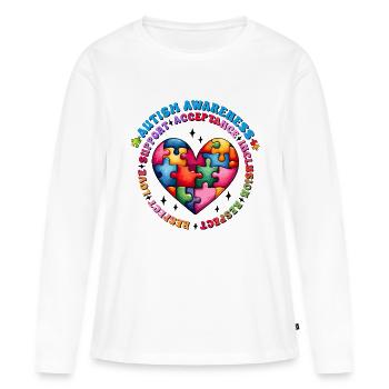 Autisme Super-héros Soignant Puzzle Enfants Anormaux - T-shirt manches longues Premium bio Femme - blanc - Devant - Julia (174cm)