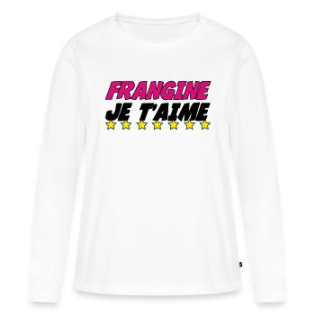 FRANGINE JE t 'aime - T-shirt manches longues Premium bio Femme - blanc - Devant - Julia (174cm)