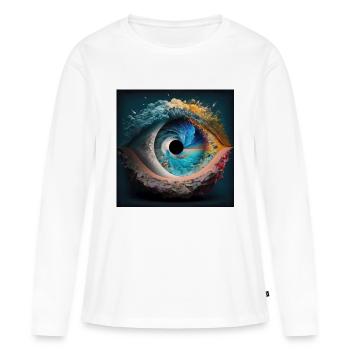 Der Blick der Erde - Frauen Premium Bio Langarmshirt - Weiß - Vorne - Julia (174cm)
