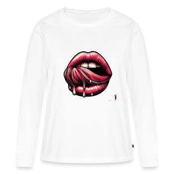Langue en Mouvement - Bouche Expressive - T-shirt manches longues Premium bio Femme - blanc - Devant - Julia (174cm)
