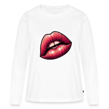 Rote Lippen - Intensive Sinnlichkeit - Frauen Premium Bio Langarmshirt - Weiß - Vorne - Julia (174cm)