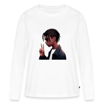 Garçon - Tendresse et Douceur - T-shirt manches longues Premium bio Femme - blanc - Devant - Julia (174cm)