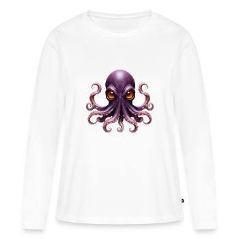 lila Oktopus - Frauen Premium Bio Langarmshirt - Weiß - Vorne - Julia (174cm)