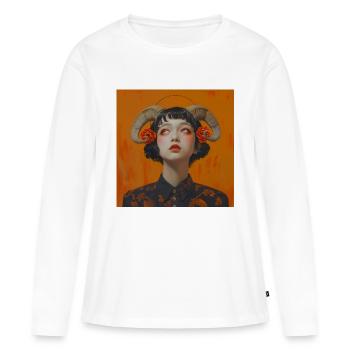 Japanese Girl Portrait - Women's Premium Organic Long Sleeve Shirt - white - Front - Julia (174cm)