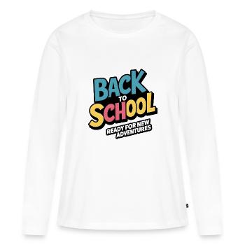 Retour à l’école - T-shirt manches longues Premium bio Femme - blanc - Devant - Julia (174cm)