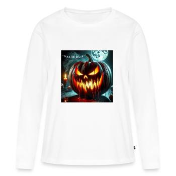 Blutiger halloween Kürbis - Frauen Premium Bio Langarmshirt - Weiß - Vorne - Julia (174cm)