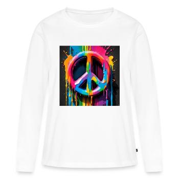 Peace sign colored - Frauen Premium Bio Langarmshirt - Weiß - Vorne - Julia (174cm)