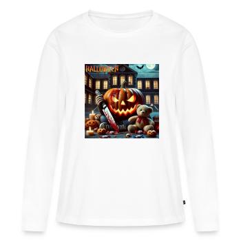 Blutiges Halloween - Frauen Premium Bio Langarmshirt - Weiß - Vorne - Julia (174cm)