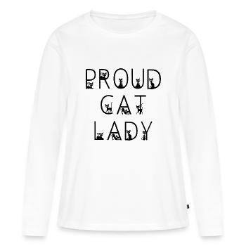Proud cat lady cute quote - Women's Premium Organic Long Sleeve Shirt - white - Front - Julia (174cm)