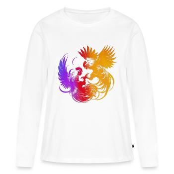 Coq, tup, combat, animal, isolé, coloré, poulet - T-shirt manches longues Premium bio Femme - blanc - Devant - Julia (174cm)