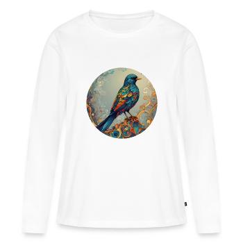 Lot rond d’oiseau - T-shirt manches longues Premium bio Femme - blanc - Devant - Julia (174cm)