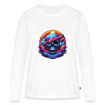 Vibrant Skull Art - Women's Premium Organic Long Sleeve Shirt - white - Front - Julia (174cm)