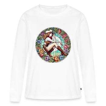 Pin-up Southern Belle - T-shirt manches longues Premium bio Femme - blanc - Devant - Julia (174cm)
