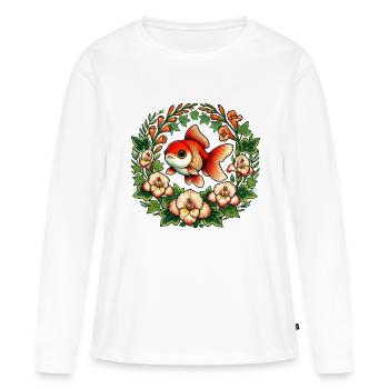 Poisson rouge fantaisie - T-shirt manches longues Premium bio Femme - blanc - Devant - Julia (174cm)