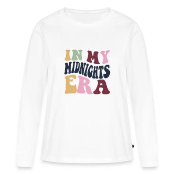 Époque de minuit - T-shirt manches longues Premium bio Femme - blanc - Devant - Julia (174cm)