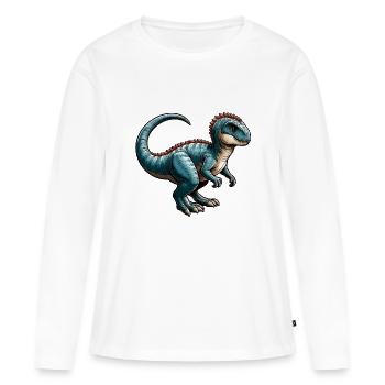 Kawaii Mignon Dinosaure - T-shirt manches longues Premium bio Femme - blanc - Devant - Julia (174cm)