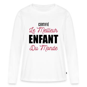 meilleur enfant du monde / ado / adolescent - T-shirt manches longues Premium bio Femme - blanc - Devant - Julia (174cm)