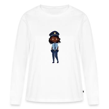 Policière - T-shirt manches longues Premium bio Femme - blanc - Devant - Julia (174cm)