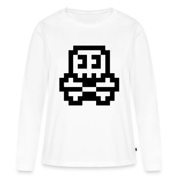 8bit cute skull - Frauen Premium Bio Langarmshirt - Weiß - Vorne - Julia (174cm)