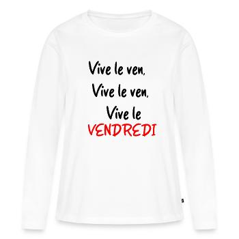vive le VENDREDI - T-shirt manches longues Premium bio Femme - blanc - Devant - Julia (174cm)