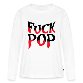 Fuck Pop Charts Musique Heavy Metal Hard Rock Amour - T-shirt manches longues Premium bio Femme - blanc - Devant - Julia (174cm)
