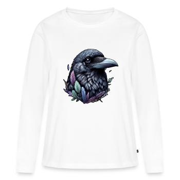 Corbeau mystique - T-shirt manches longues Premium bio Femme - blanc - Devant - Julia (174cm)