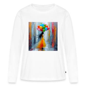 Ballons - T-shirt manches longues Premium bio Femme - blanc - Devant - Julia (174cm)